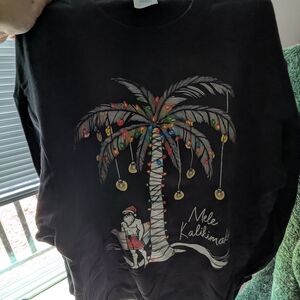 Mela Kalikimaka Black Holiday Palm Tree Graphic Sweatshirt